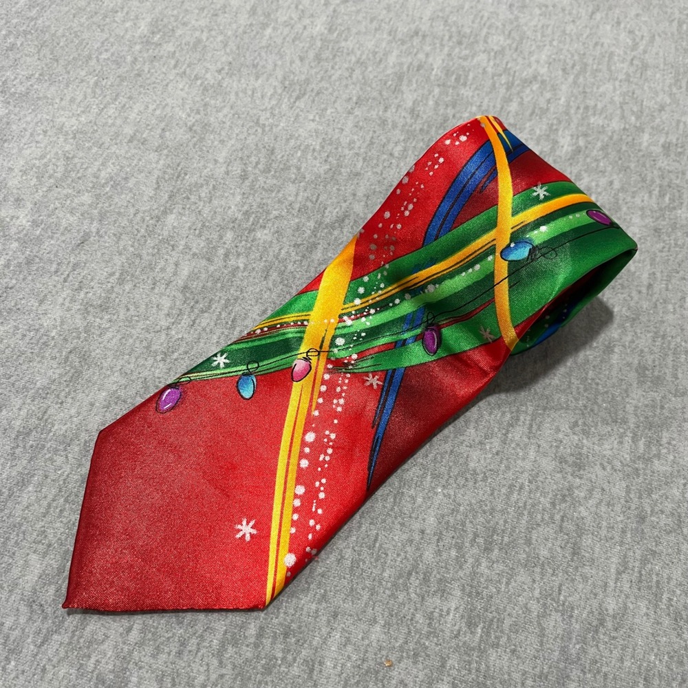 Jerry Garcia Christmas Tie Mens Red Capillaries Collection 62 Holiday Light Silk